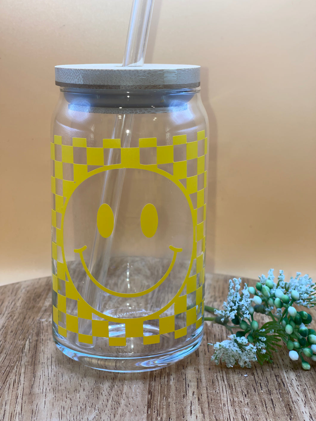 Checkered Happy Face Cup