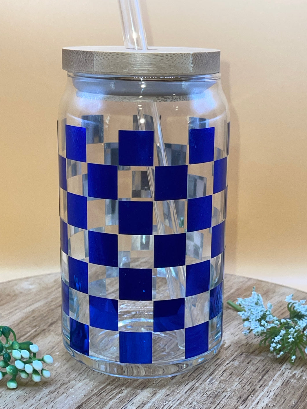 Royal Blue Checkered Cup