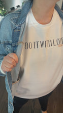 Load and play video in Gallery viewer, Panoramic video of model wearing DO IT WITH LOVE, ALWAYS crewneck. 
